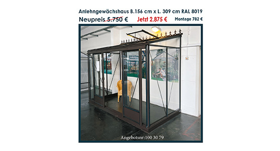 Ausstellungs-Anlehngewächshaus 156 cm x 309 cm Angebot 1003079