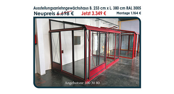 Ausstellungs-Anlehngewächshaus 233 cm x 380 cm Angebot 1003080