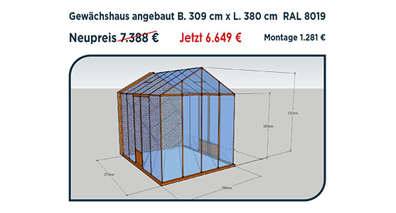 Anbaugewächshaus 309x380 cm