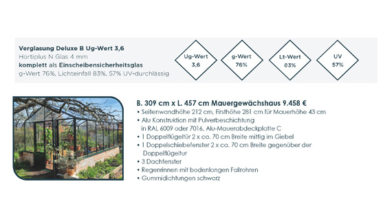 Mauergewächshaus 309x457 cm