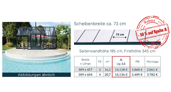 Victorian-Classic-T-Modell Gewächshaus 309cm Scheibenbreite 73 cm